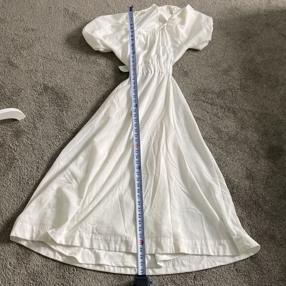 ❤️ Lena White puff Sleeve Open Back Angelcore clean Cut Out Maxi Dress Lined L - Picture 7 of 8